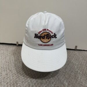 Hard Rock Cafe Los Angeles California CA Strapback White Hat Cap Made in USA